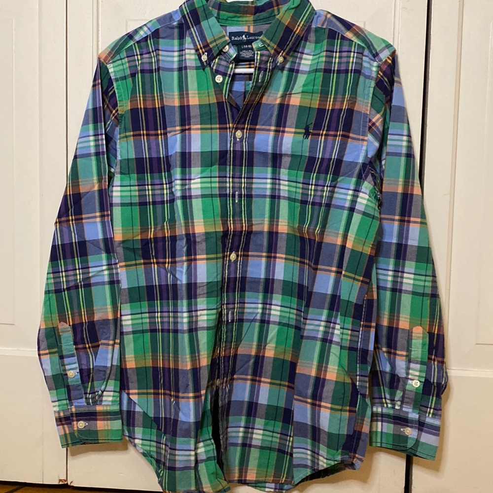 Ralph Lauren button down plaid boys shirt